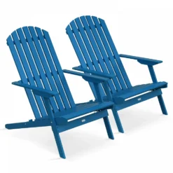 Lot De 2 Fauteuils Pliant En Bois D'eucalyptus Bleu Pacific