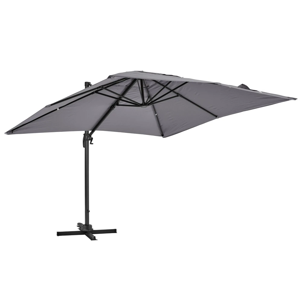Parasol Déporté 3x3m Et 4 Dalles à Remplir Aluminium Gris 3 Parasol Déporté 3x3m Et 4 Dalles à Remplir Aluminium Gris – Image 3