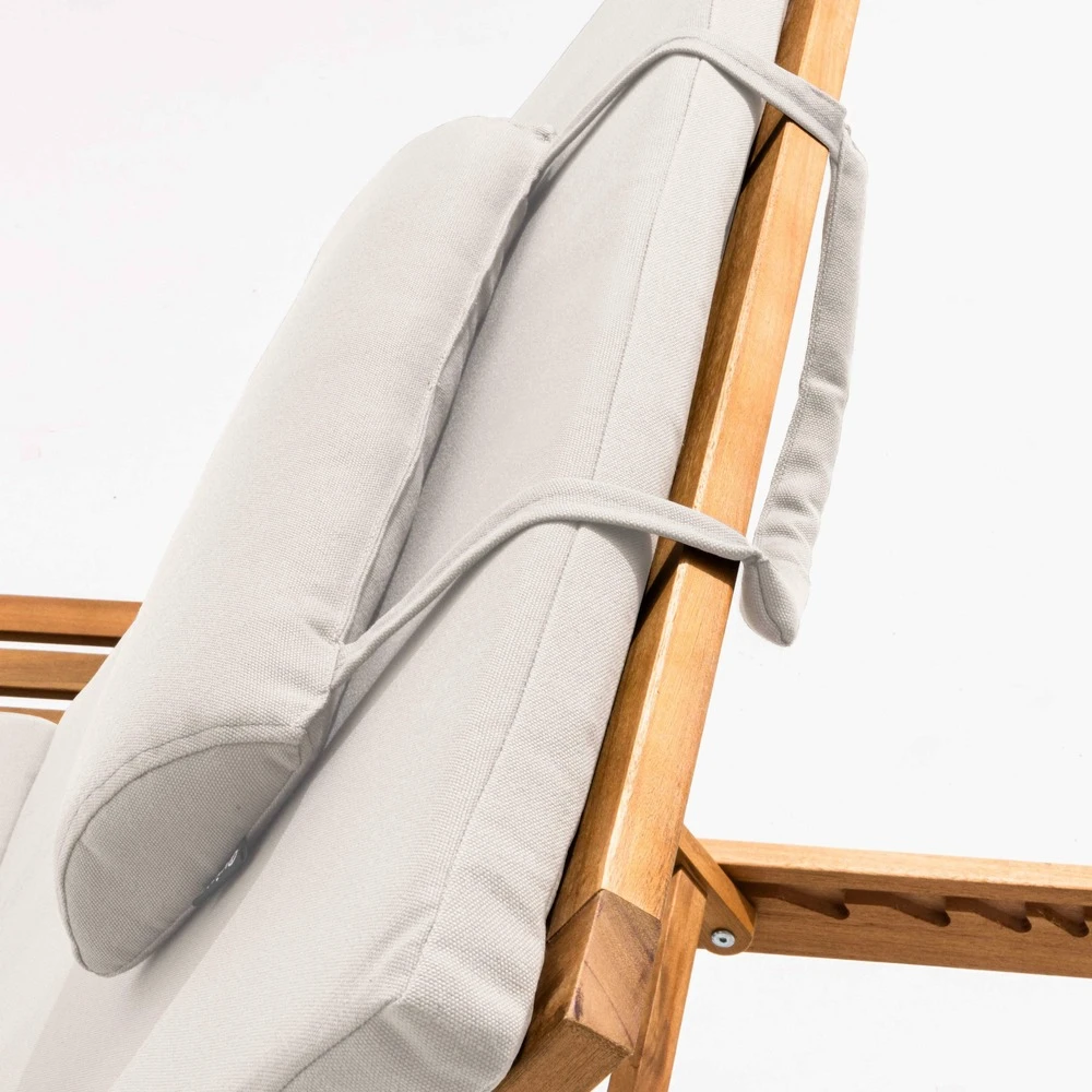 Lot De 2 Bains De Soleil Avec Coussin Et Tablette En Bois écru 6 Lot De 2 Bains De Soleil Avec Coussin Et Tablette En Bois écru – Image 6