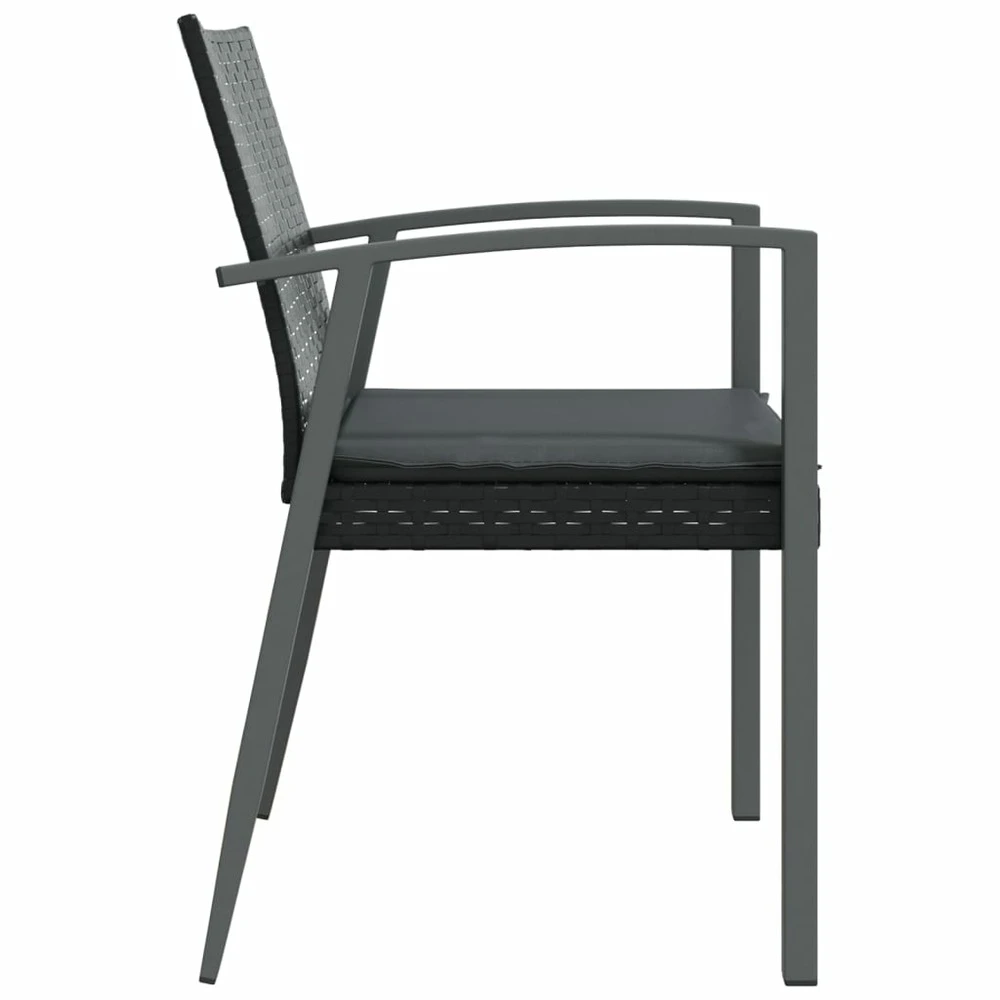 VIDAXL Chaises De Jardin Et Coussins Lot De 4 Noir 56,5x57x83 Cm Rotin 5 VIDAXL Chaises De Jardin Et Coussins Lot De 4 Noir 56,5x57x83 Cm Rotin – Image 5