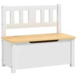 VIDAXL Banc De Rangement Pour Enfants Blanc Et Beige 60x30x55 Cm Mdf