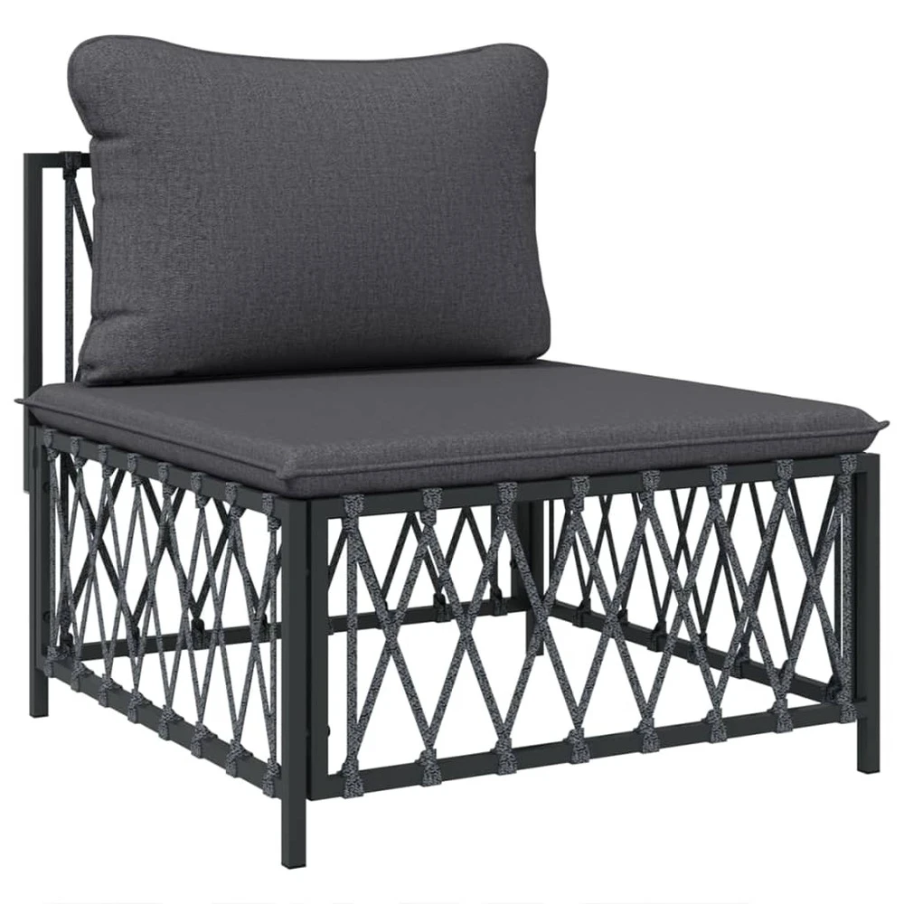 VIDAXL Canapé Central De Jardin Avec Coussins Anthracite Tissu Tissé 2 VIDAXL Canapé Central De Jardin Avec Coussins Anthracite Tissu Tissé – Image 2