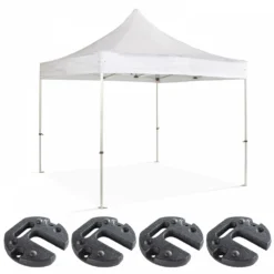 Tente Pliante 4x4m Et 4 Poids De Lestage Blanc
