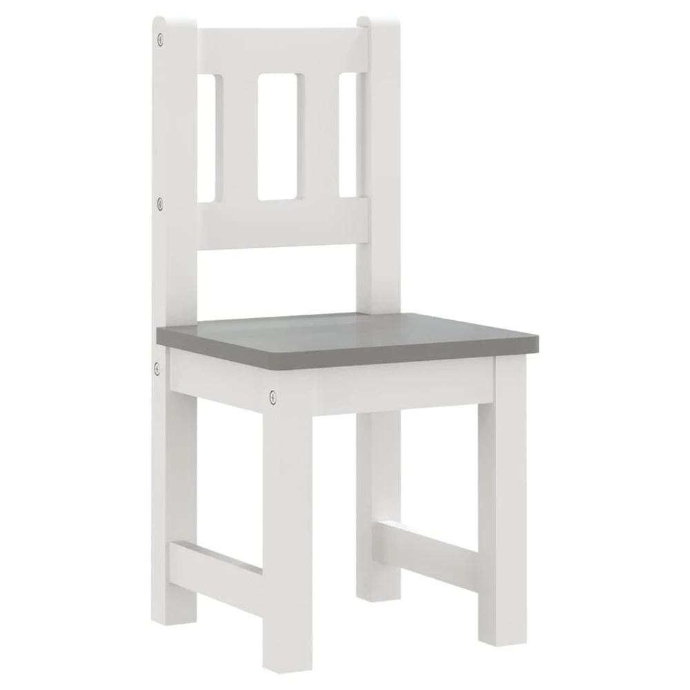 VIDAXL Ensemble De Table Et Chaises Enfants 3 Pcs Blanc Et Gris Mdf 4 VIDAXL Ensemble De Table Et Chaises Enfants 3 Pcs Blanc Et Gris Mdf – Image 4