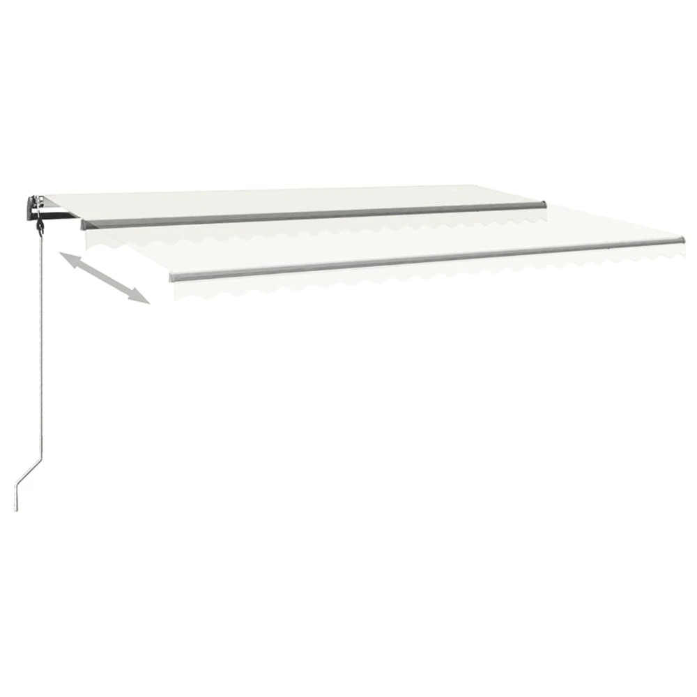 VIDAXL Auvent Manuel Rétractable Avec Led 500x350 Cm Crème 6 VIDAXL Auvent Manuel Rétractable Avec Led 500x350 Cm Crème – Image 6