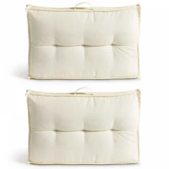 Lot 2 Coussins Palette Dossier Polyester Blanc 60x40x12 Cm