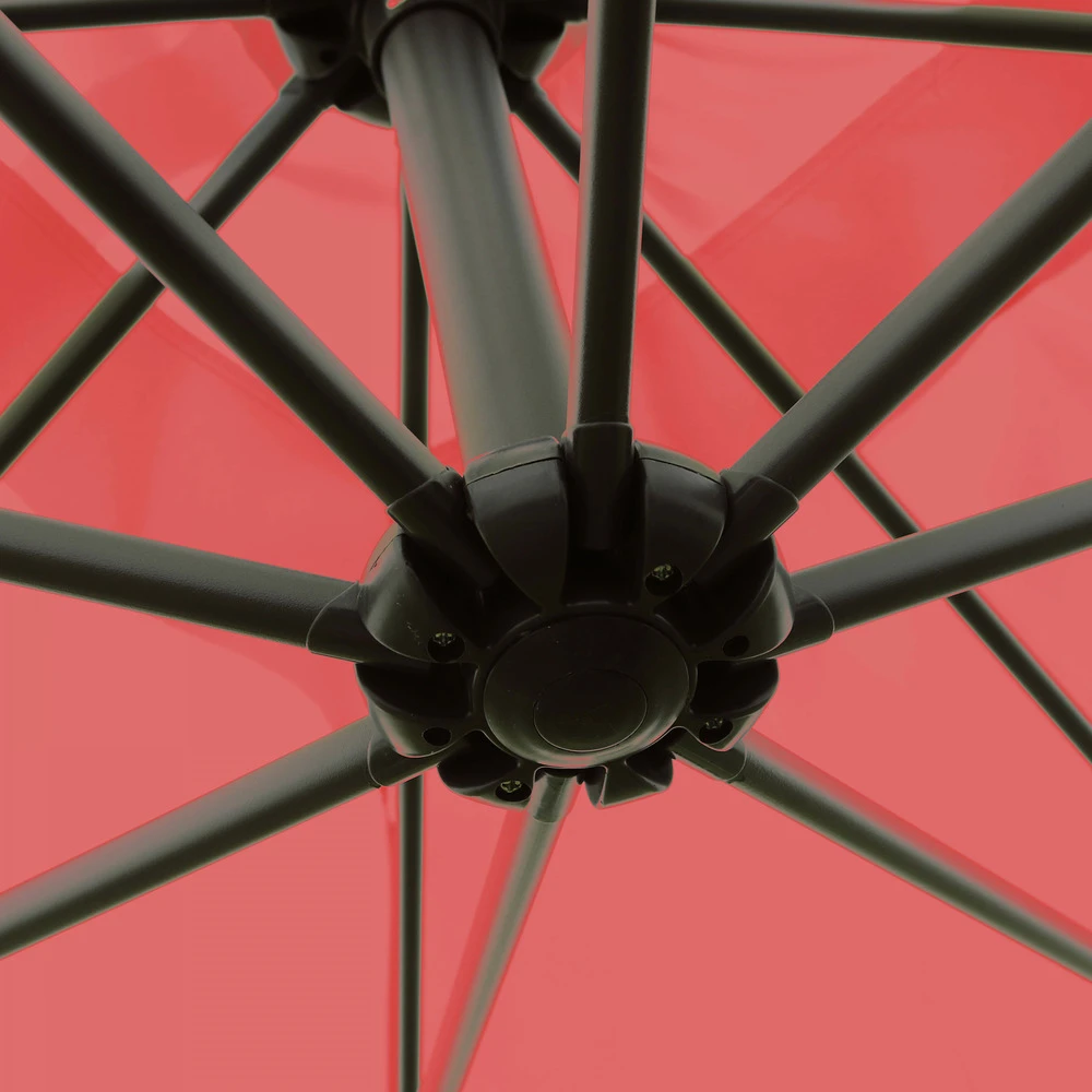 Parasol Déporté 3x3m Et 4 Dalles à Lestées Aluminium Rouge 3 Parasol Déporté 3x3m Et 4 Dalles à Lestées Aluminium Rouge – Image 3