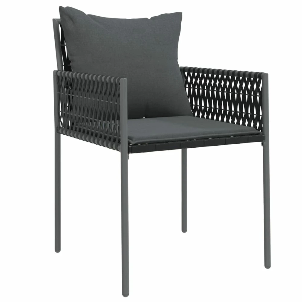 VIDAXL Chaises De Jardin Avec Coussins Lot De 2 Noir 54x61x83 Cm Rotin 3 VIDAXL Chaises De Jardin Avec Coussins Lot De 2 Noir 54x61x83 Cm Rotin – Image 3