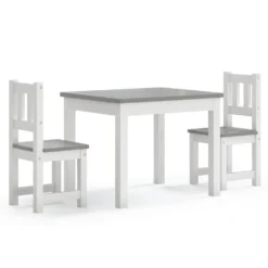 VIDAXL Ensemble De Table Et Chaises Enfants 3 Pcs Blanc Et Gris Mdf
