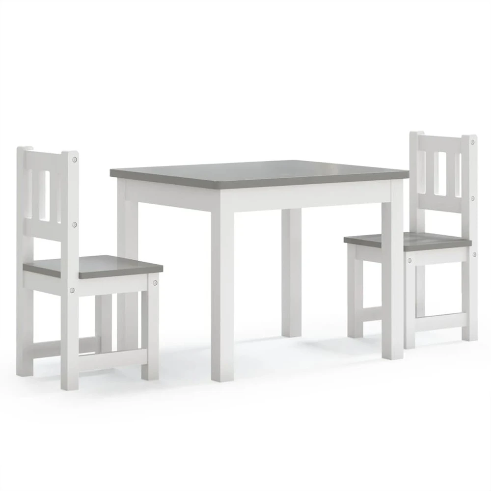 VIDAXL Ensemble De Table Et Chaises Enfants 3 Pcs Blanc Et Gris Mdf 1 VIDAXL Ensemble De Table Et Chaises Enfants 3 Pcs Blanc Et Gris Mdf