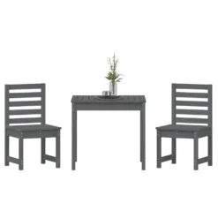 VIDAXL Ensemble De Bistrot De Jardin 3 Pcs Gris Bois De Pin Massif -Konst Decor Magasin f89947ff883aad8d